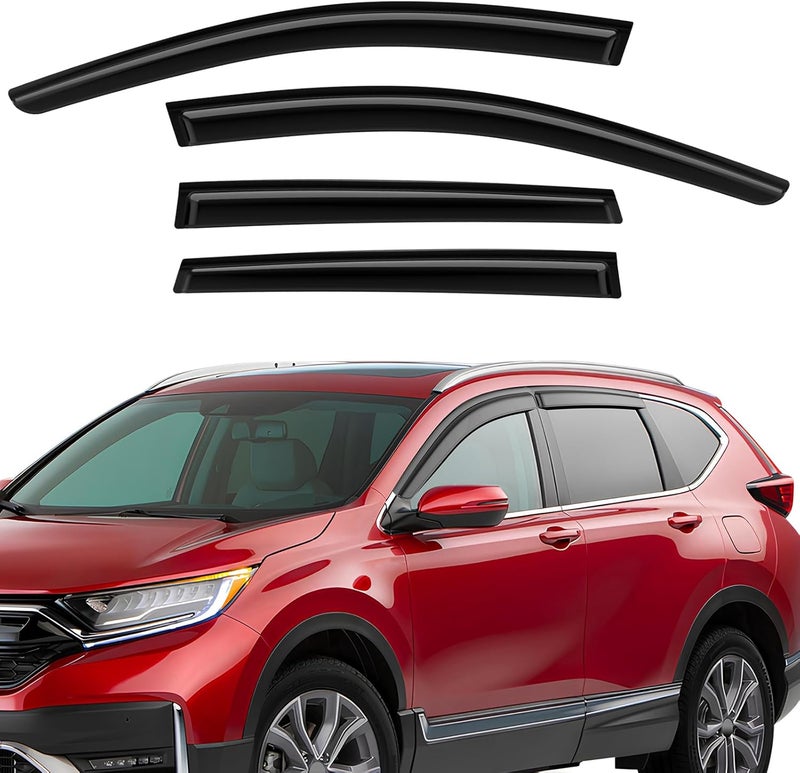 ISINLASSO Tape-On Rain Guards Compatible with Honda CRV 2017-2022 Black Extra Durable Shatterproof Side Window Deflectors, Vent Window Visors, Wind Deflectors - 4 PCS - Image 1